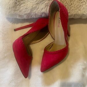 JustFab Women's Stunning Red Felt Stiletto Heels Sz 9